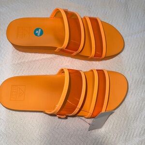 NWT Reef Women's Vibrant Orange Slide Sandals size 10